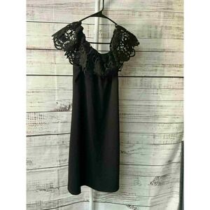 Marina Black Lace Off Shoulder Sheath Dress Size 6 Made‎ in USA